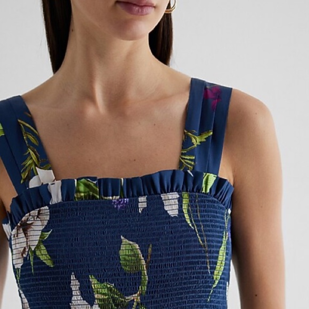 Express Floral Blue Maxi Dress Large - Picture 3 of 6